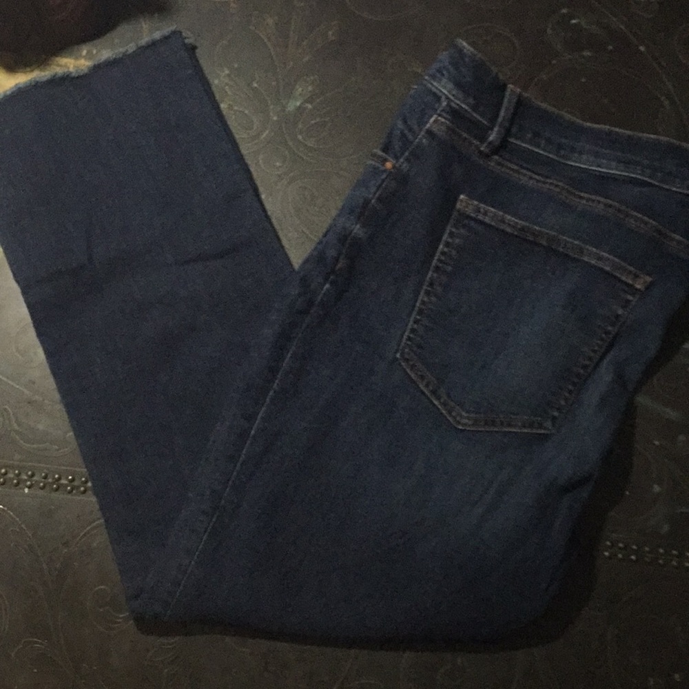 Ann Taylor Crop Fringed Jeans